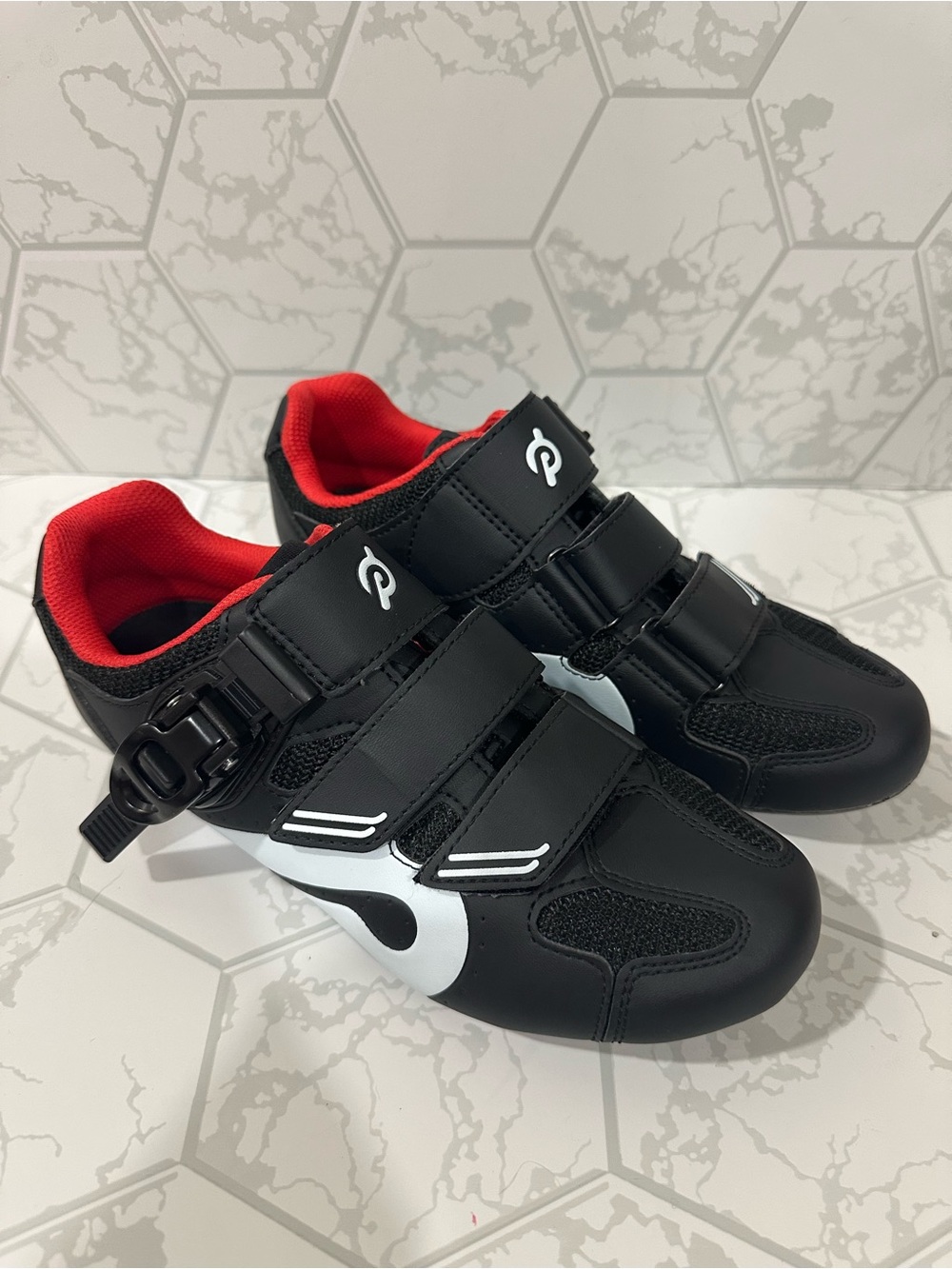Peloton Black and Red Women's Athletic Cycling Shoes